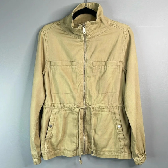 OLD NAVY Classic Field Jacket Shore Enough Tan Utility Zip Drawstring Waist M - Picture 12 of 12